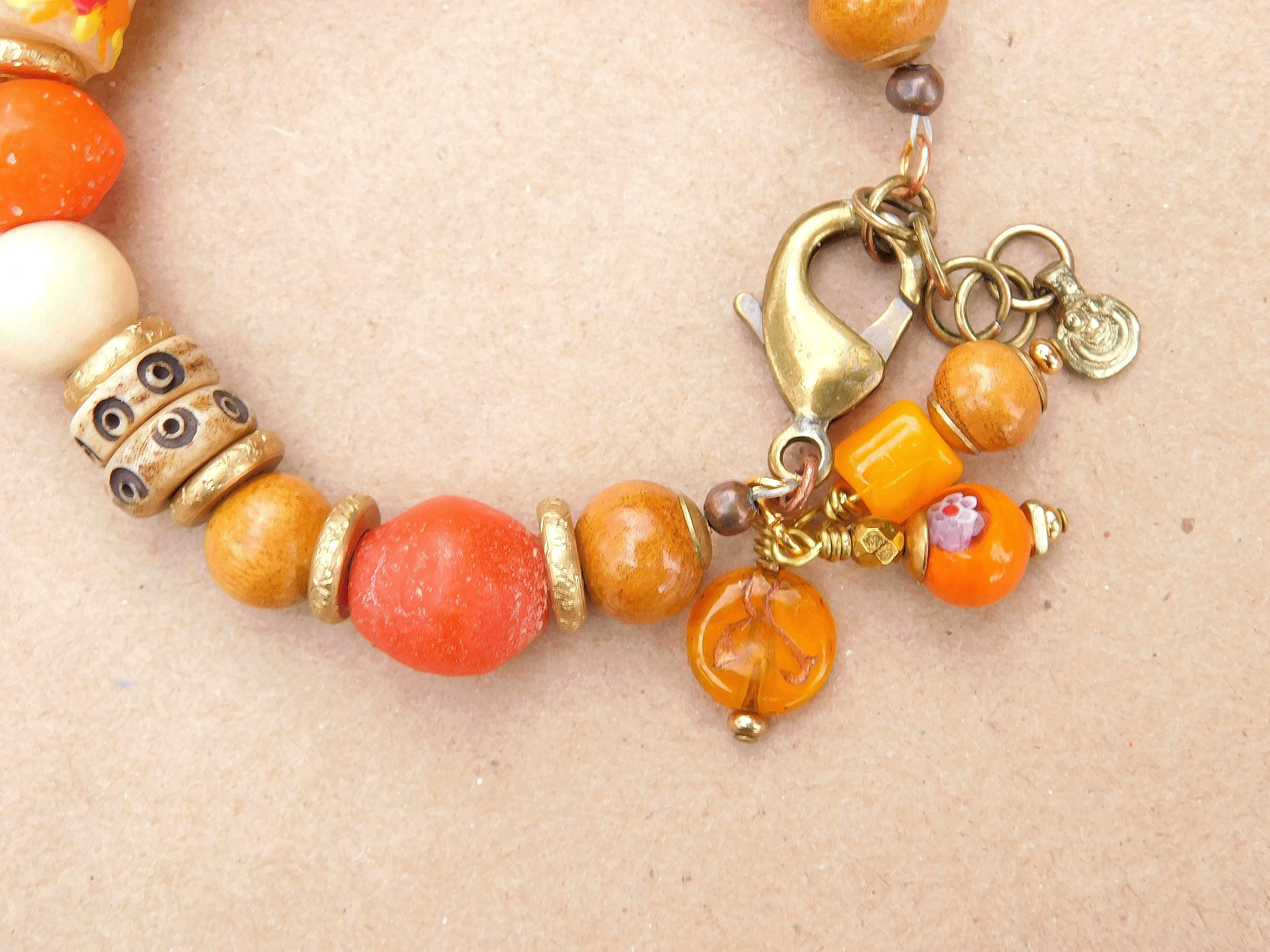 Orange Ancient Style Java Boho Bracelet