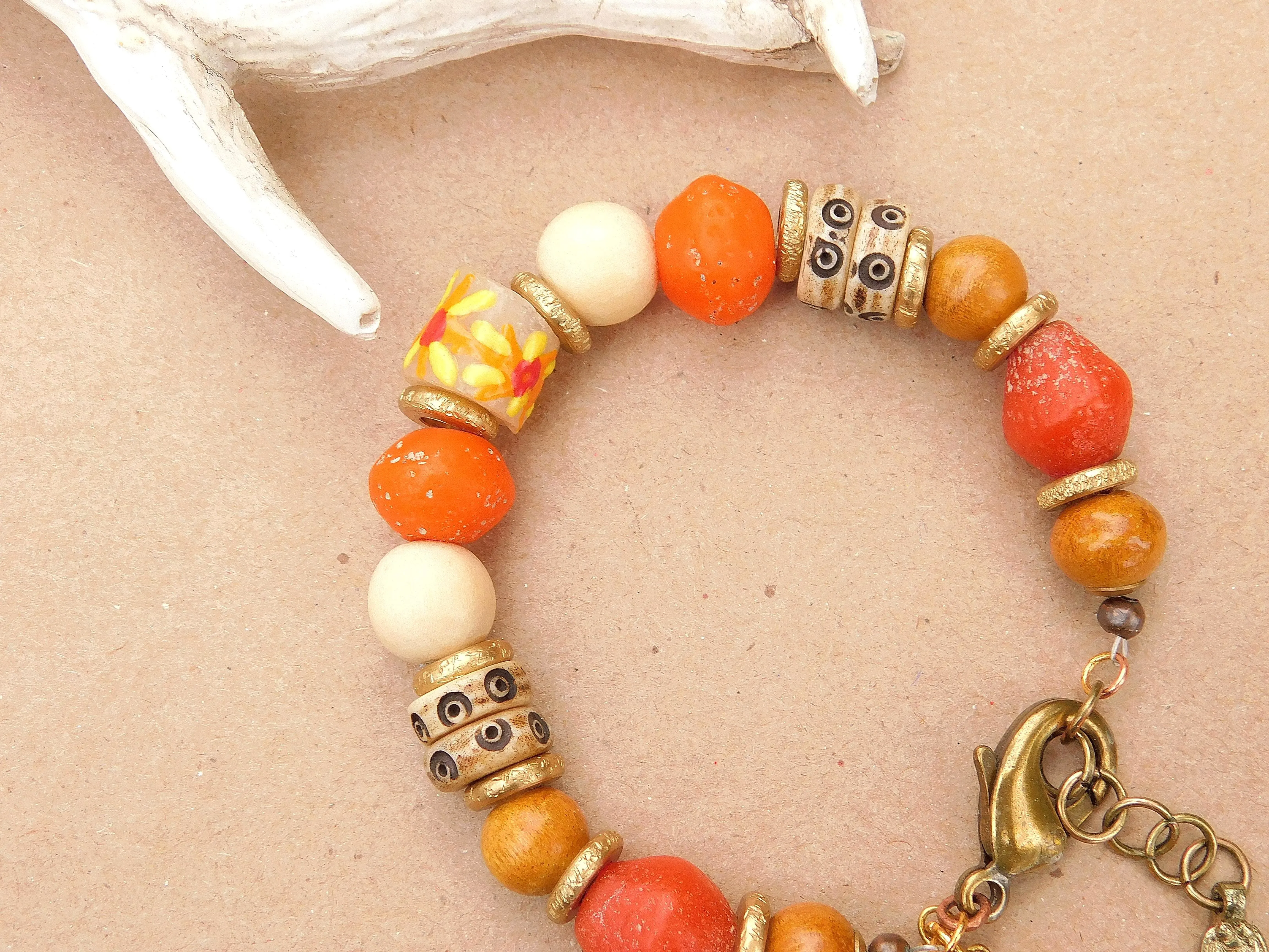 Orange Ancient Style Java Boho Bracelet