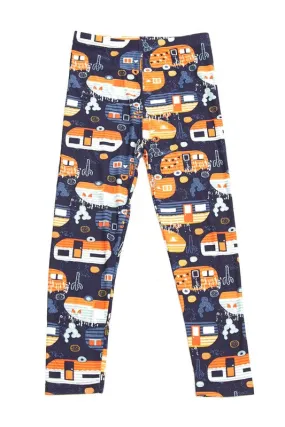 Orange Campers Print Leggings - Kids