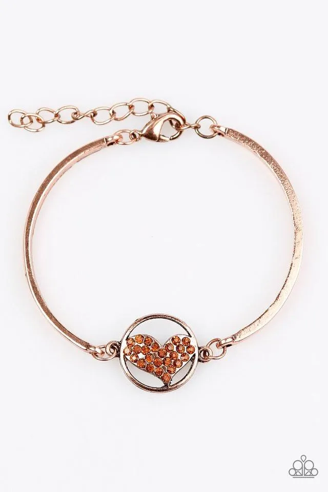 Paparazzi Accessories - Heart Knock Life #B539 Peg - Copper Bracelet