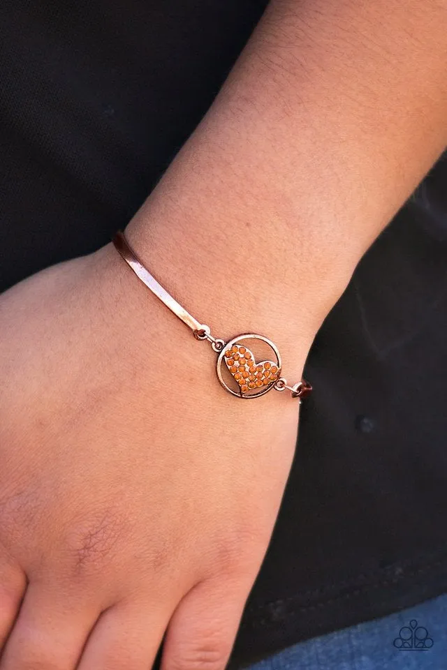 Paparazzi Accessories - Heart Knock Life #B539 Peg - Copper Bracelet