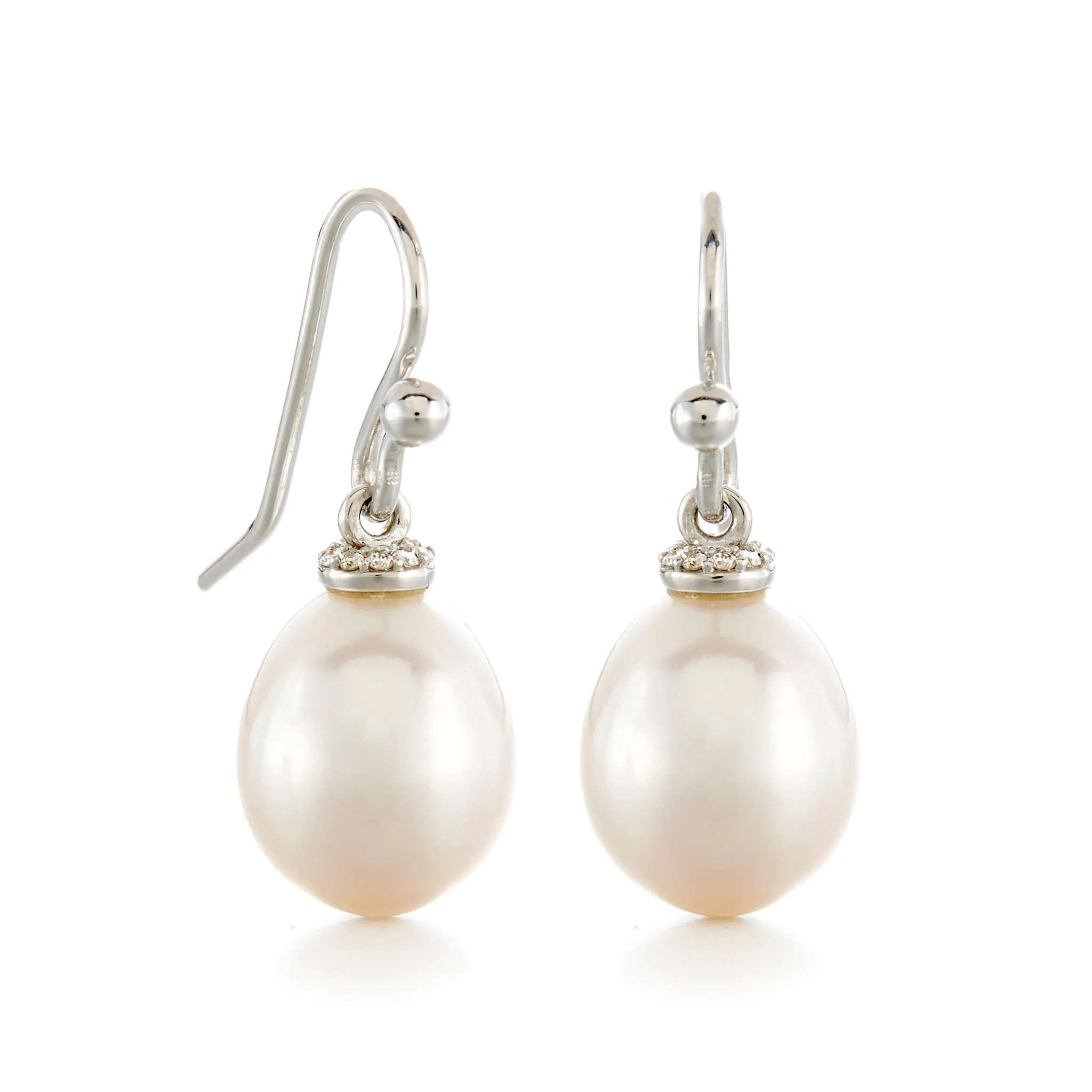 Pearl & Diamond Silver Drop Earrings