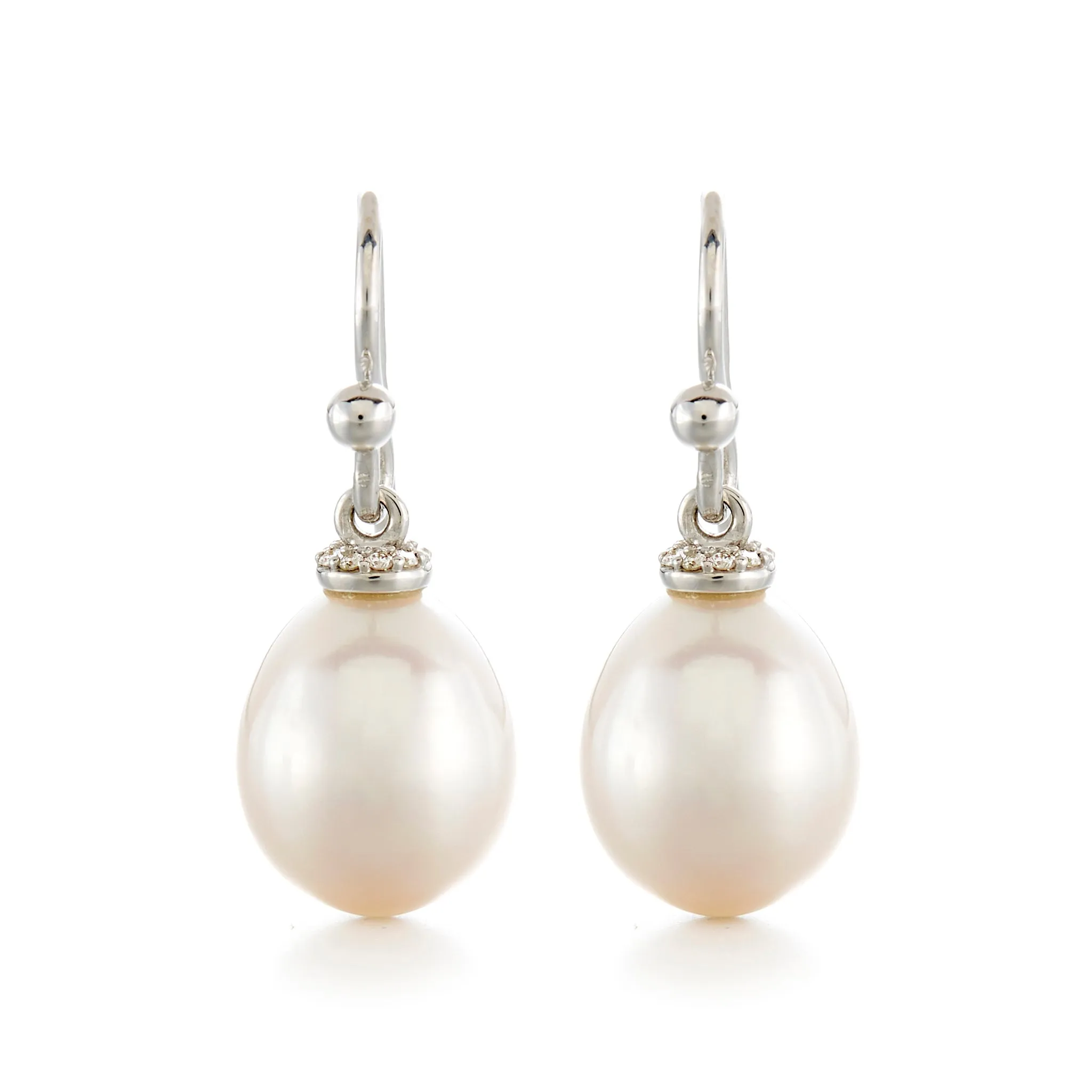 Pearl & Diamond Silver Drop Earrings