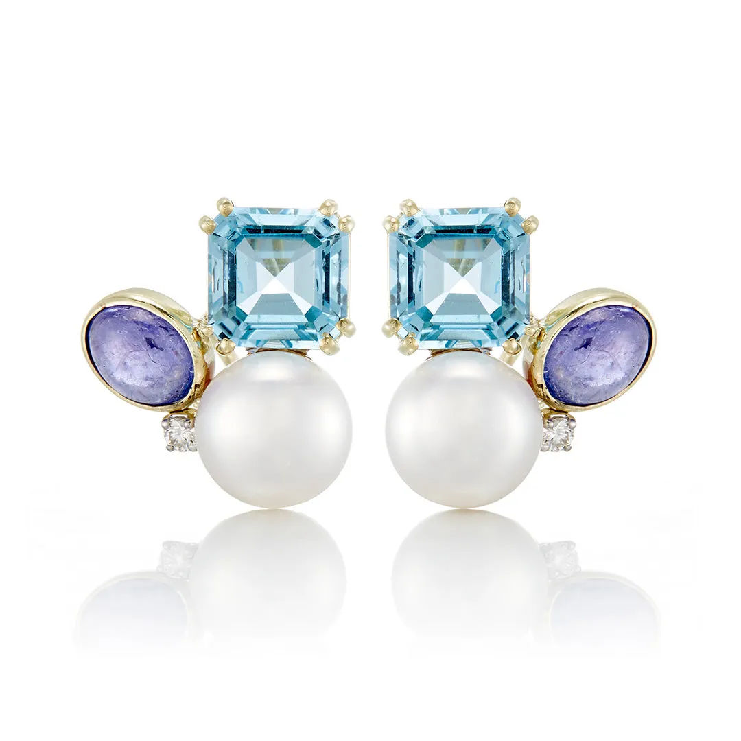 Pearl & Gemstone Cluster Earrings