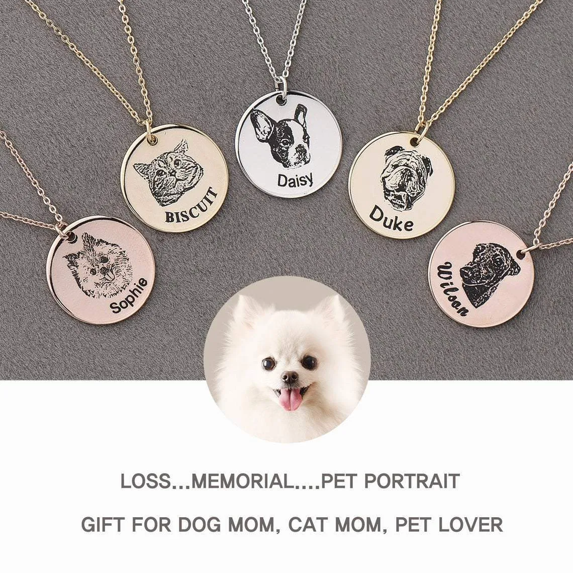 Personalized Necklace Custom Pet Lovers Dog Jewelry Pet Portrait Gift Dog Necklace Memorial Gift For Dog Mom Pet Photo Necklace