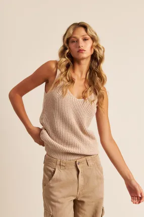 PETE KNIT TANK (LIGHT MOCHA) - JOHN JENN