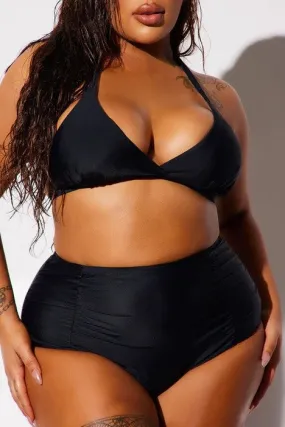 Plus Size Ruched Front High Waisted Bikini