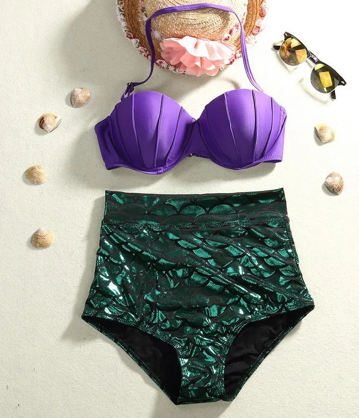 Princess of the Sea Plus Size Meerjungfrauen-Bikini mit hoher Taille