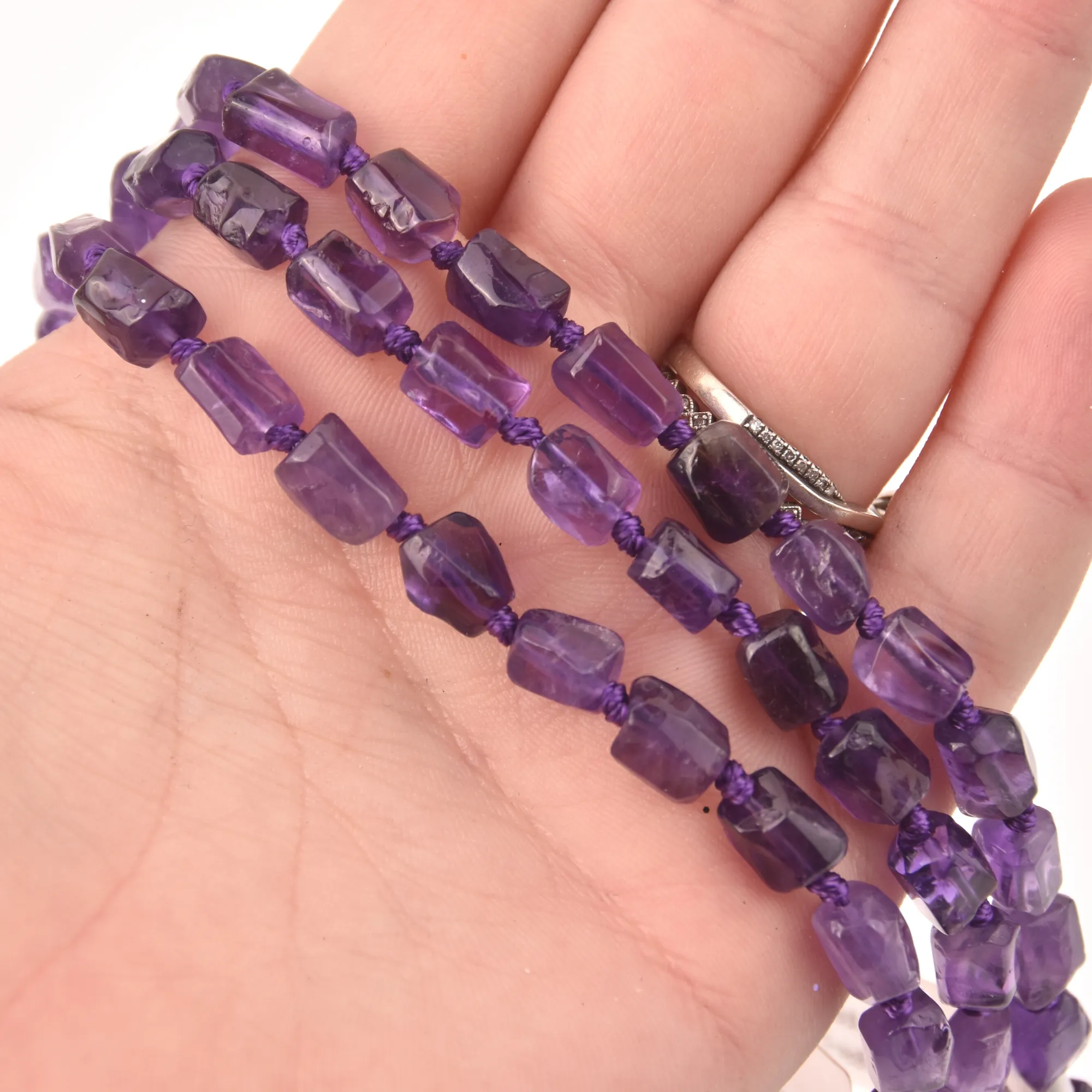 Purple Amethyst Organic Tube Half Strand, Natural Gemstone Beads, 8 long gem0820