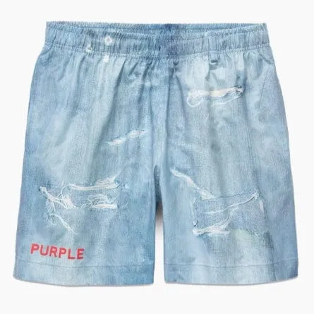 Purple Brand Distressed Denim All Round Short (Light Indigo)