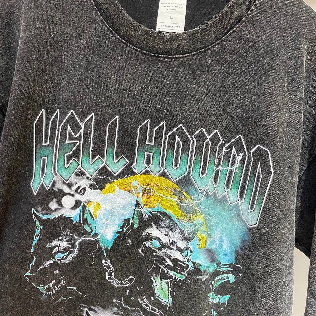 "HELL HOUND" AMERICAN VINTAGE DISTRESSED TEE