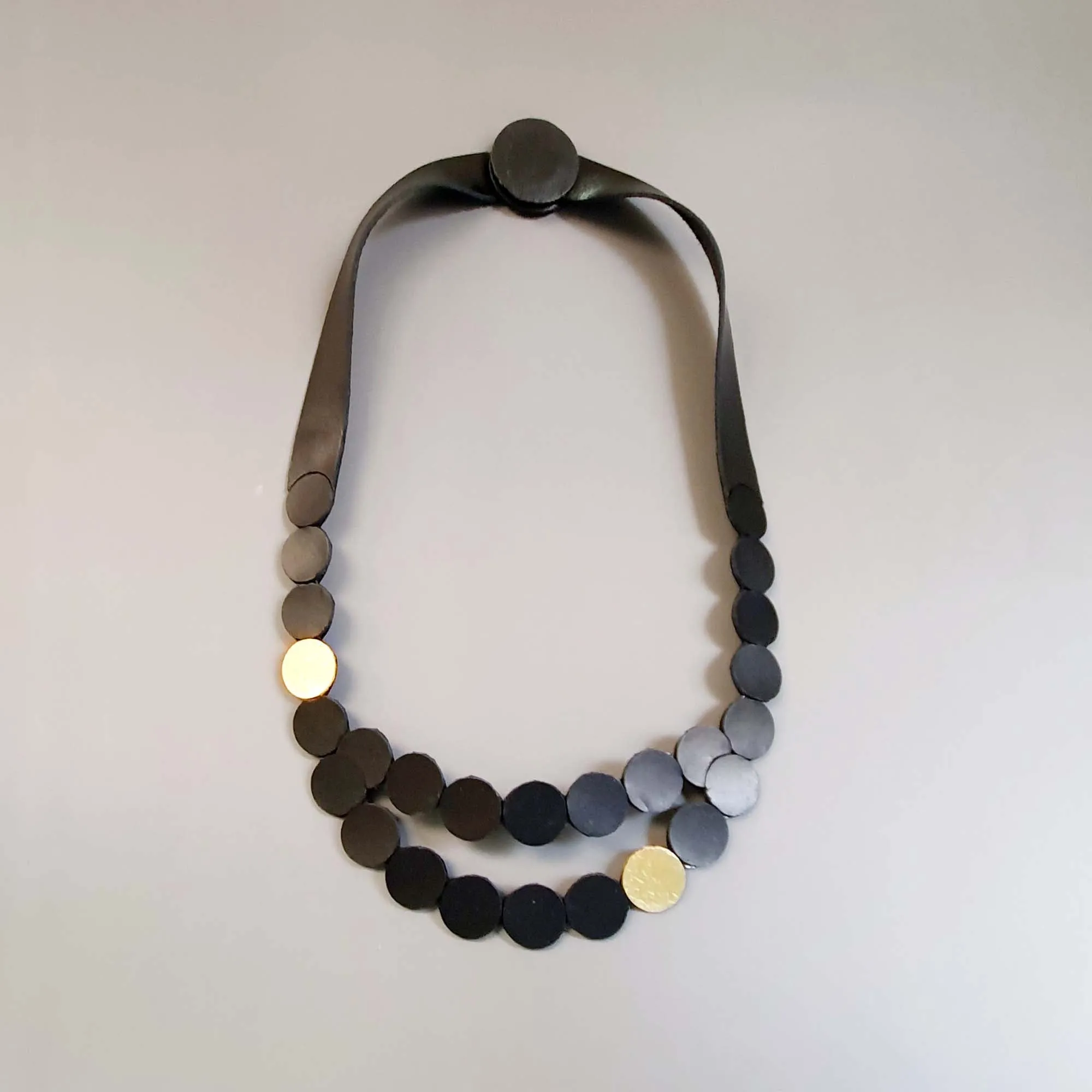 Raindrop Silver leather collar necklace