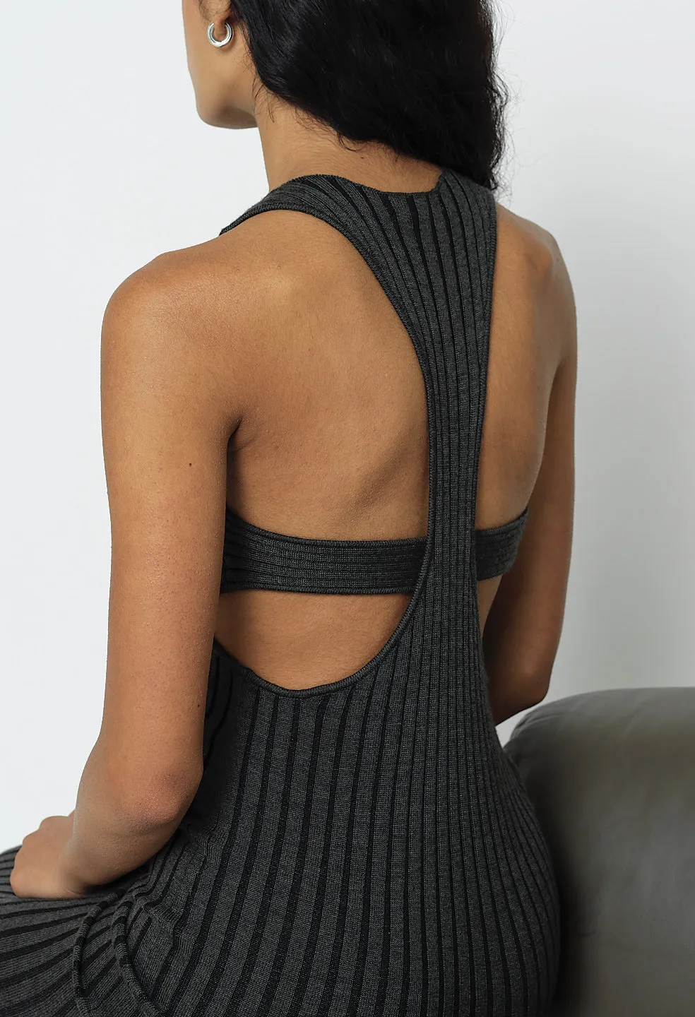 Reveal Silk Cashmere Rib Tank Dress / Storm X Black