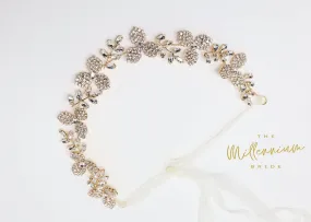 Rhinestones Dainty Floral Crystal Leaves Gold Hair Vine Headband, Bridal Hair Vine, Delicate Headband, Hair accessories.