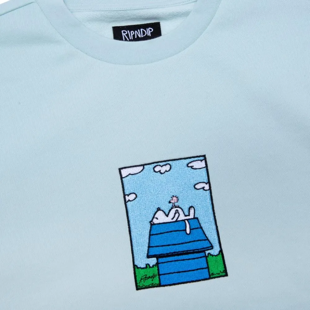 RIPNDIP NOT TODAY EMBROIDERED ART CREW NECK-LIGHT BLUE