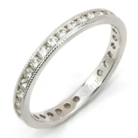 Round Diamond Channel Set Eternity Band Anniversary Ring with Milgrain Edges 18K