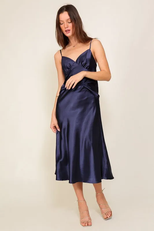 Satin Flare Midi Skirt