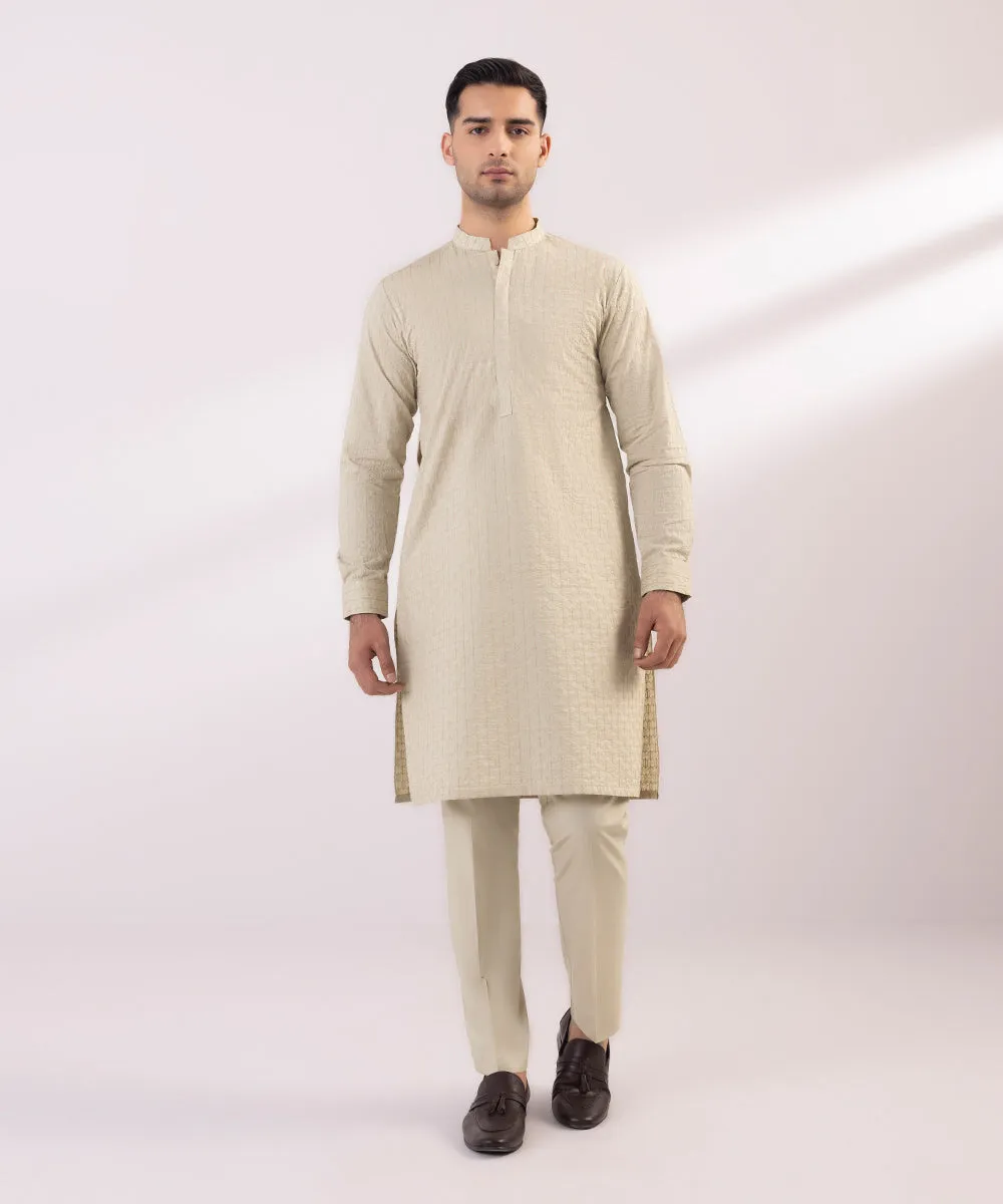 Schiffli Embroidered Cotton Suit