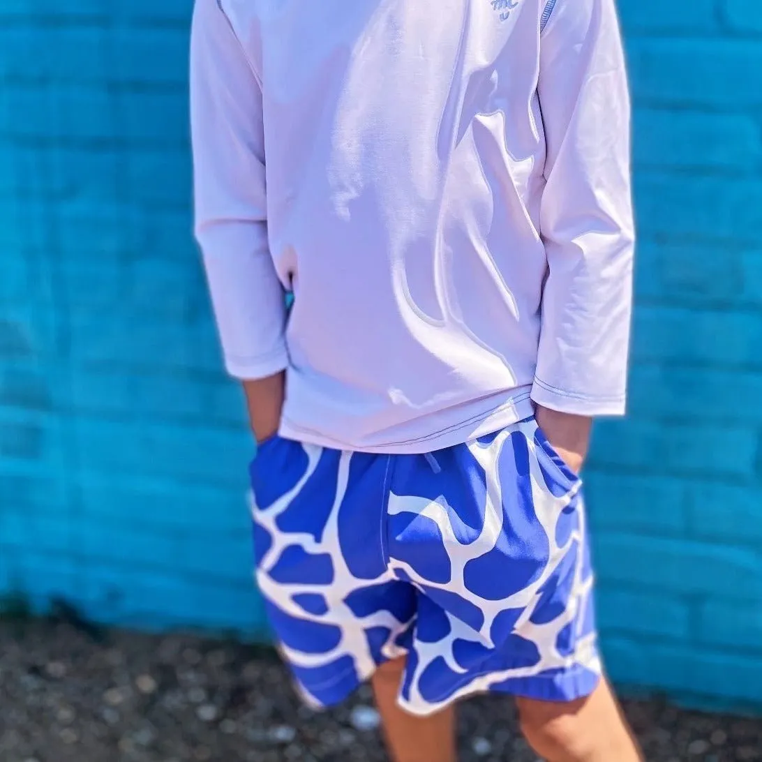 Seaqual Recycled Polyester Spotted Giraffe Kid Swim Trunks