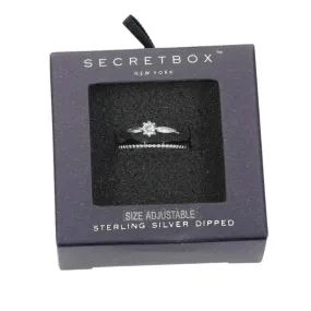 Secret Box Sterling Silver Dipped Stone Accented Split Ring