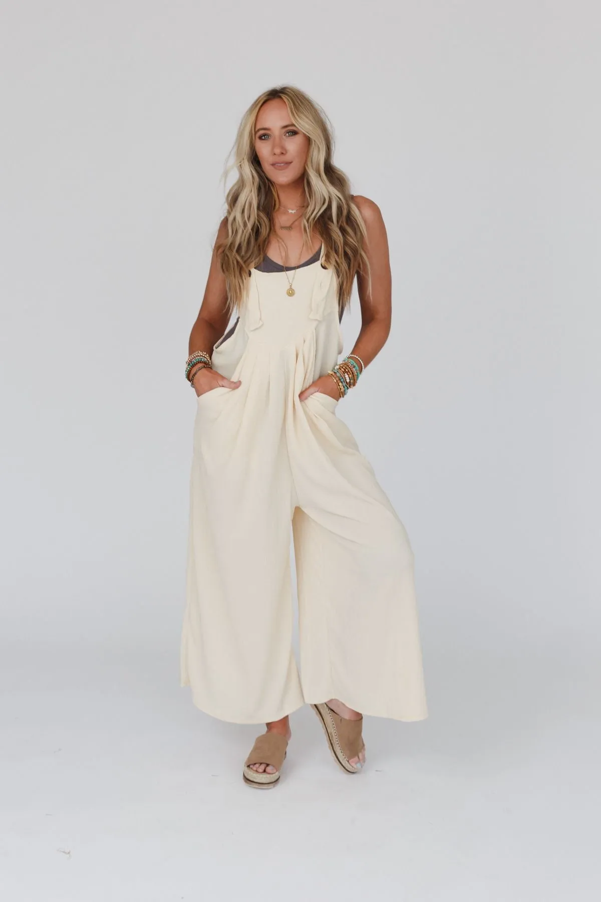 Serenity Wide Leg Jumpsuit - Cream