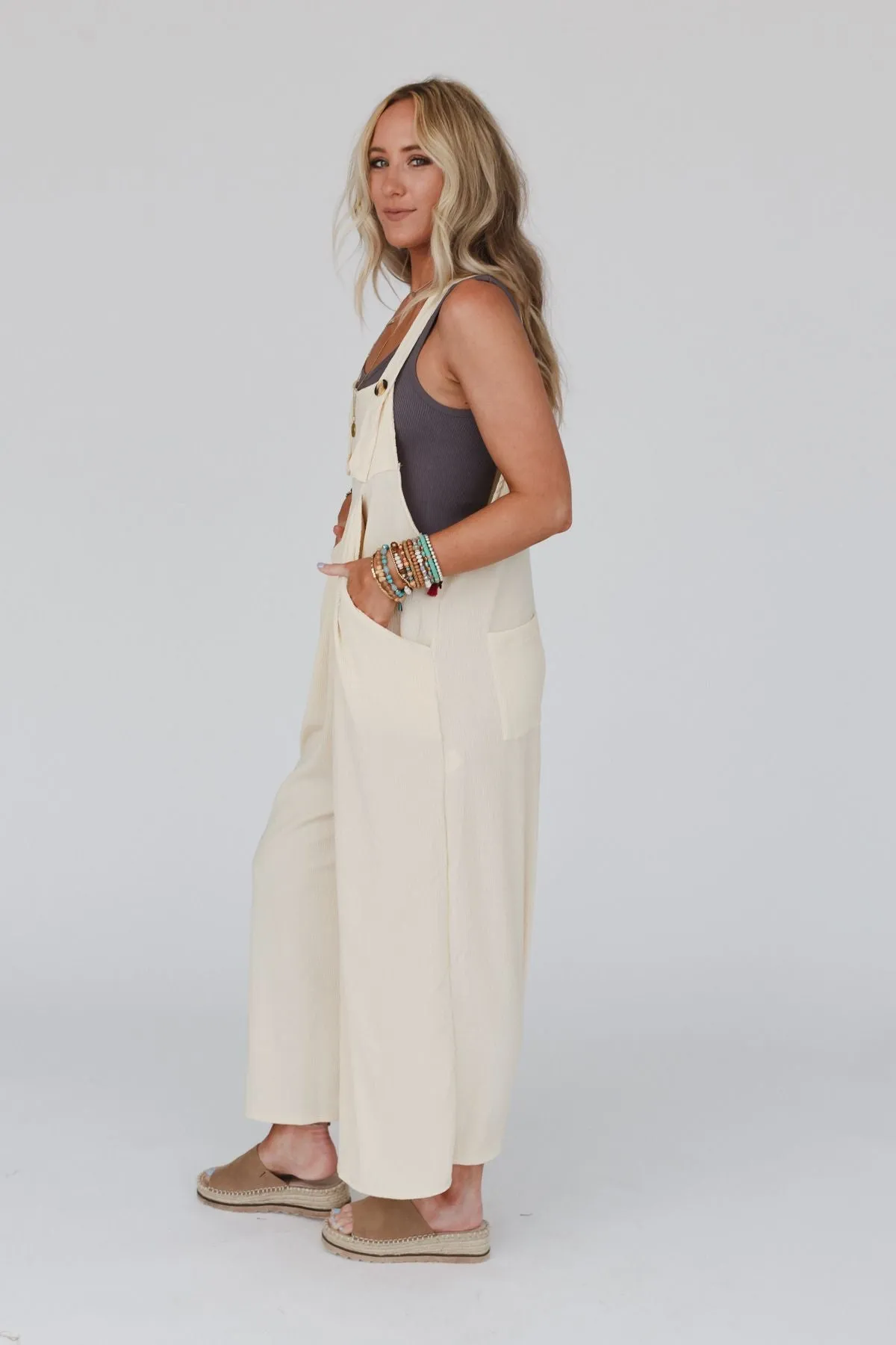 Serenity Wide Leg Jumpsuit - Cream