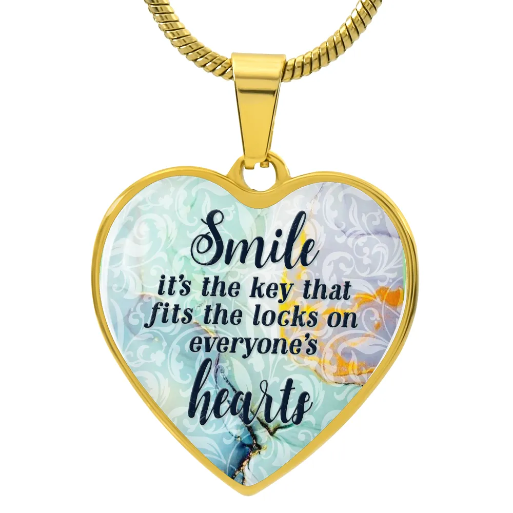 Silver Women Heart Necklace - Smile Snake Chain