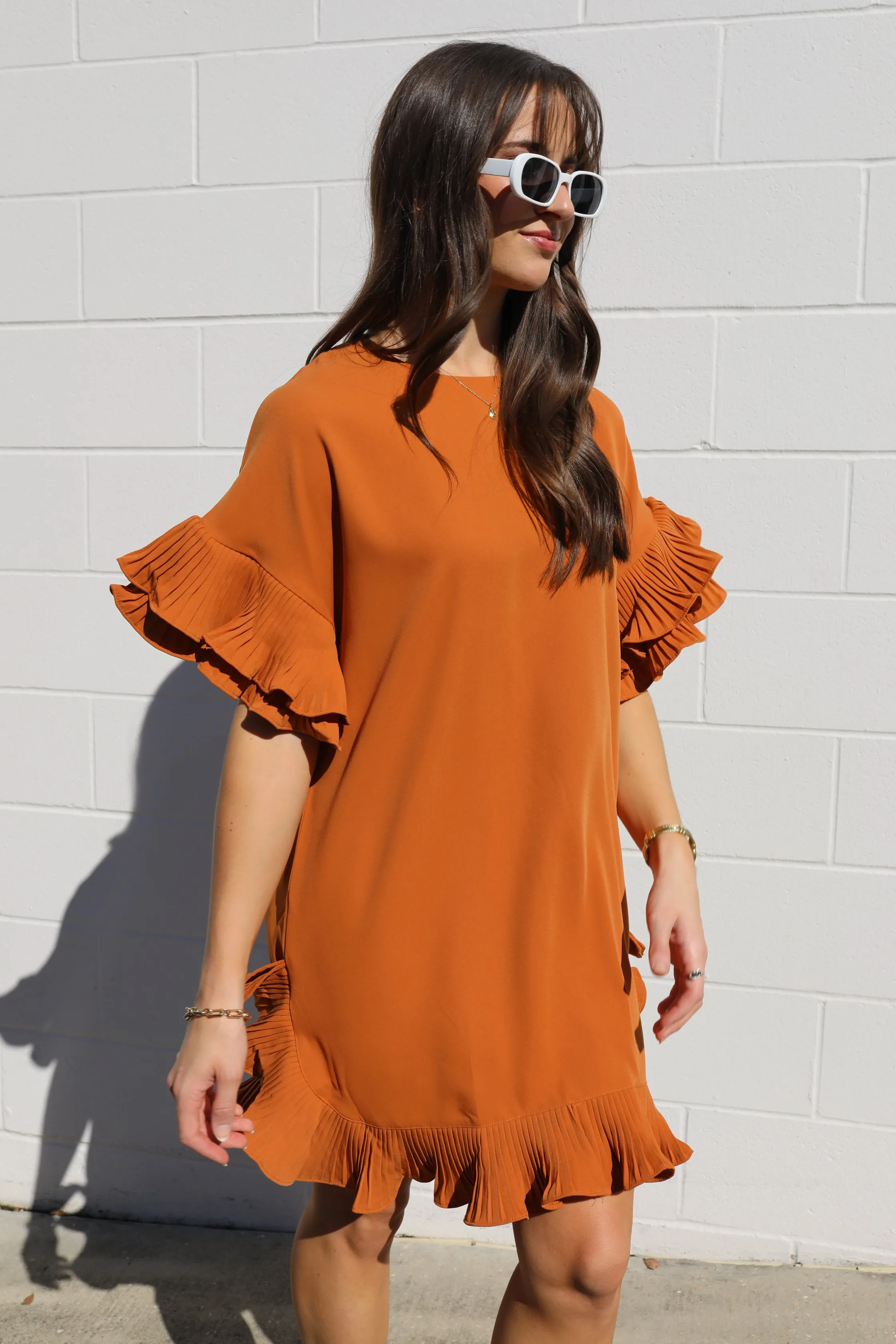 SIZE SMALL On The Boulevard Ruffle Dress