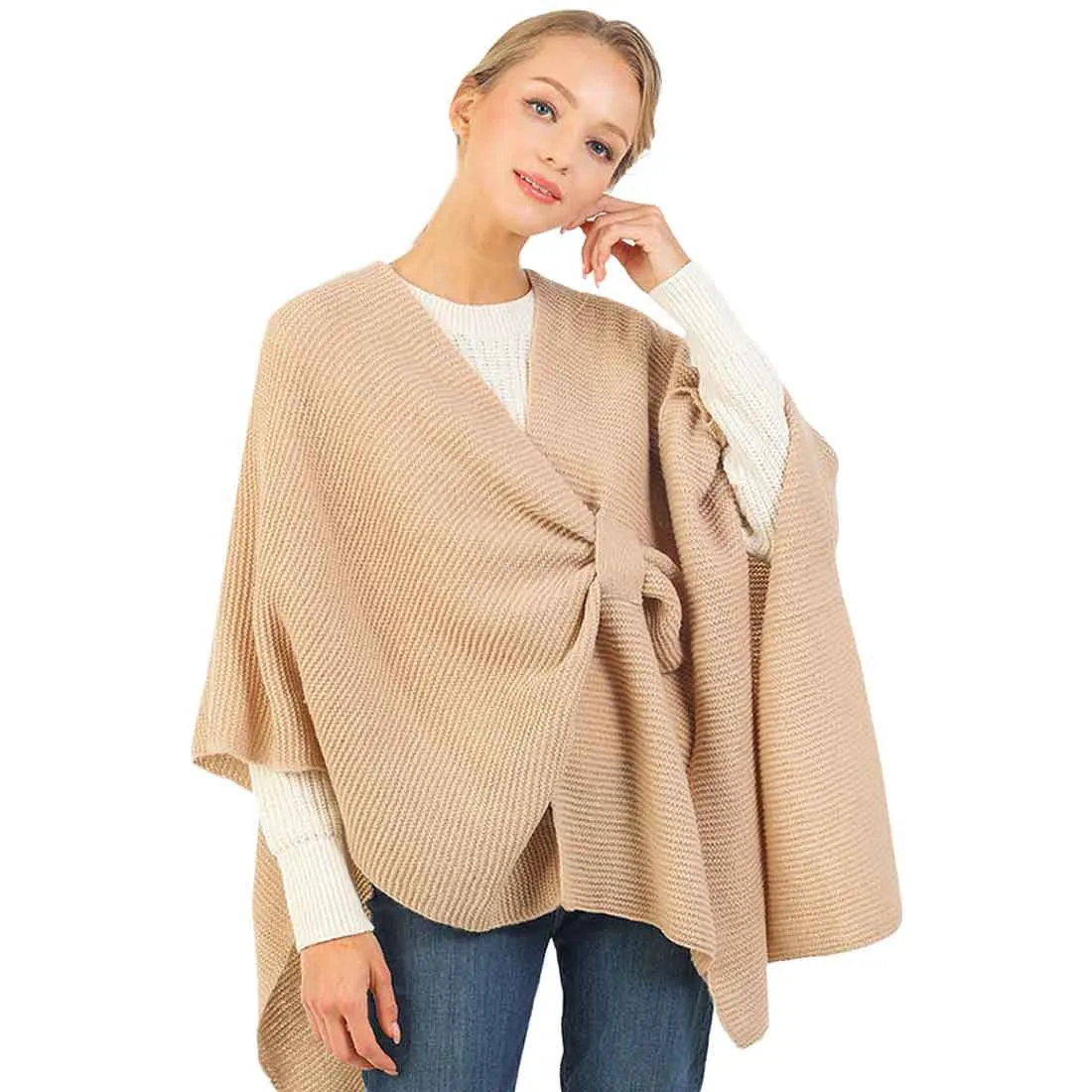 Solid Knitted Basic Cape