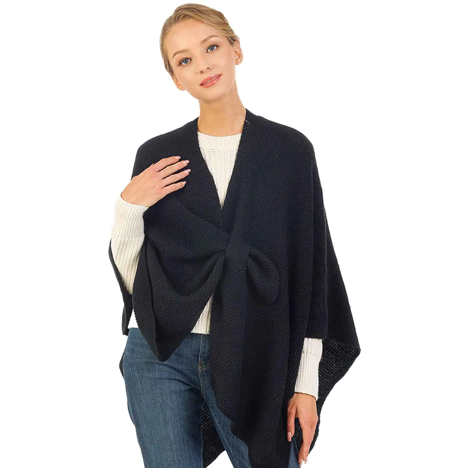 Solid Knitted Basic Cape