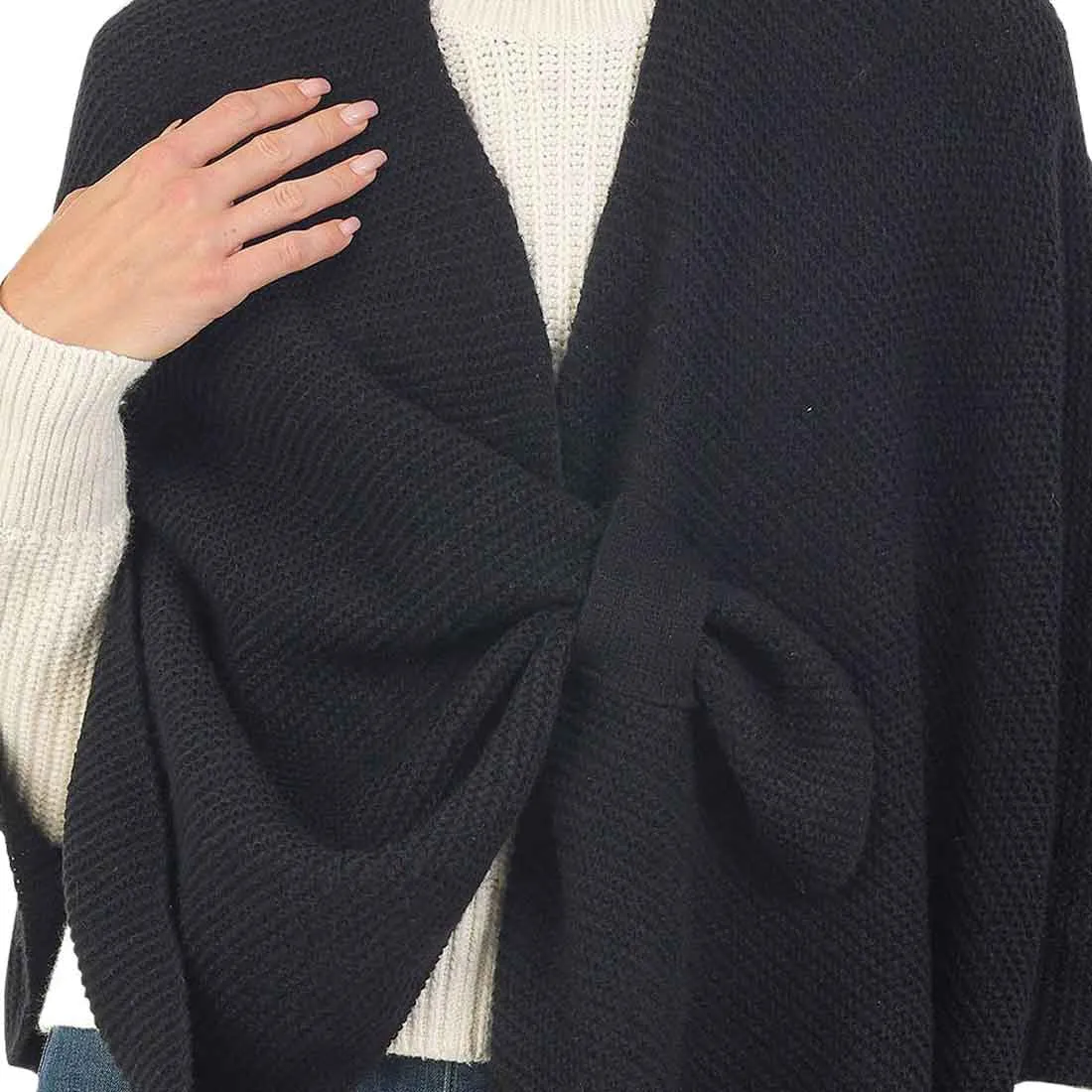 Solid Knitted Basic Cape