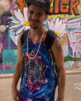 Sri Yantra 3D Sacred Geometry Octane Colorful Symmetrical Sublimation Tank Top for Him - Stylish Comfort for Festival Street Activewear and More