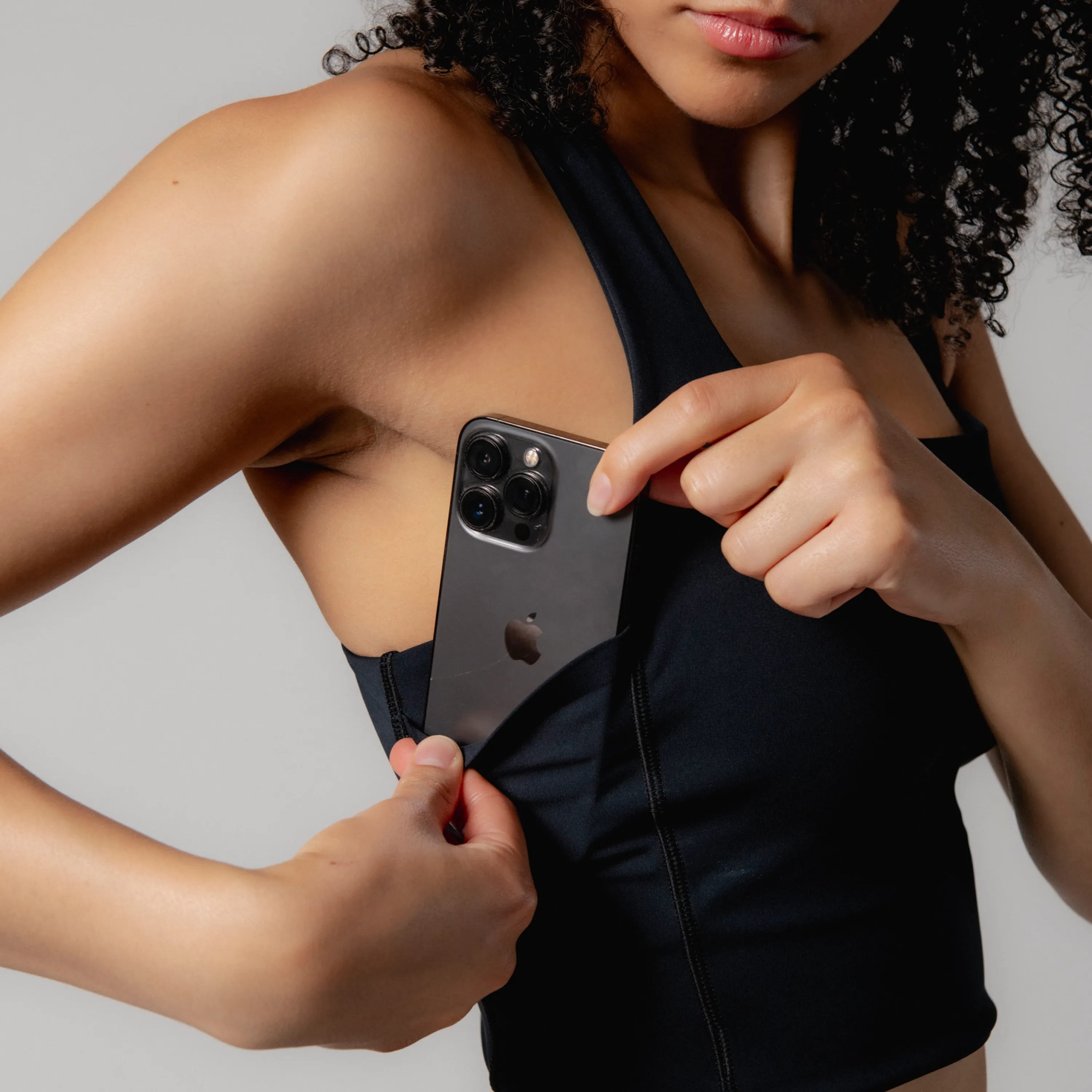 Stamina™ Square Neck Run Crop - Black