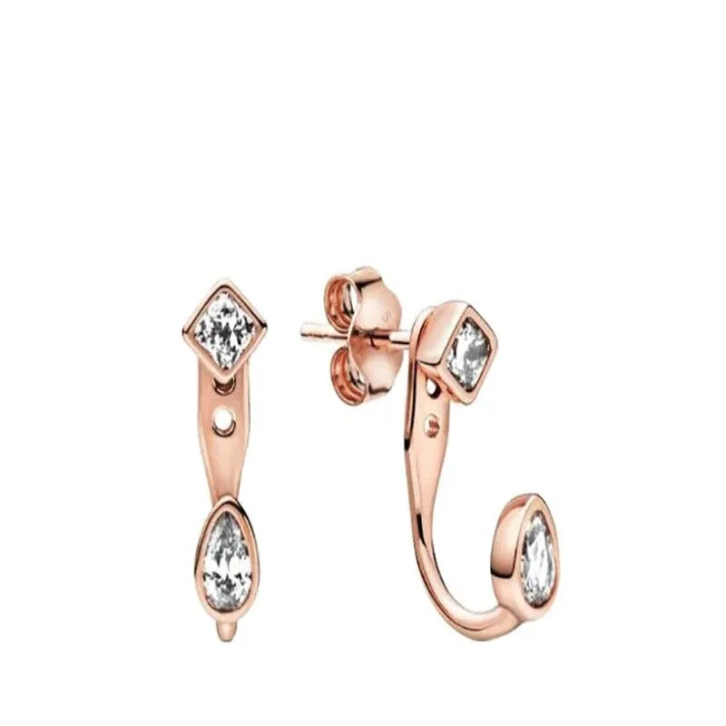 Sterling Clear Zircon Hoop Stud Earrings For Women