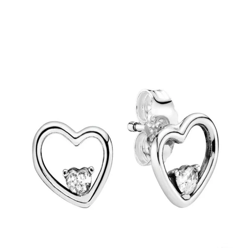 Sterling Clear Zircon Hoop Stud Earrings For Women