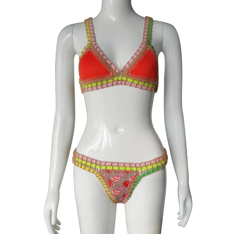 Summer Bloom Wendbares zweiteiliges Neopren-Bikini-Set