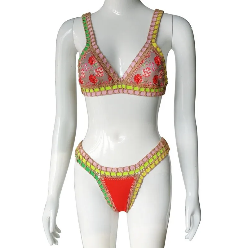 Summer Bloom Wendbares zweiteiliges Neopren-Bikini-Set