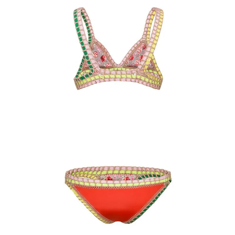 Summer Bloom Wendbares zweiteiliges Neopren-Bikini-Set