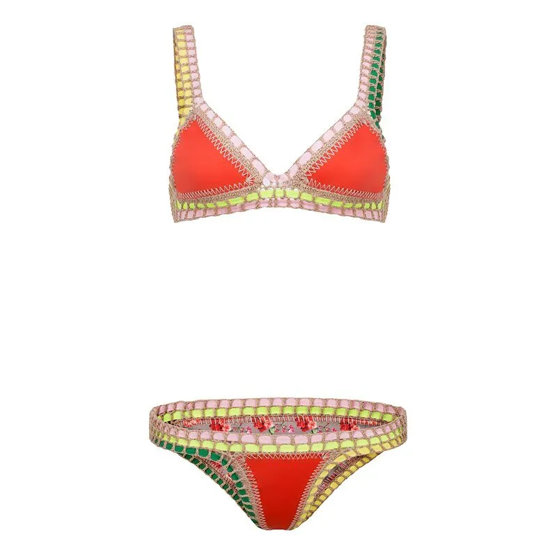 Summer Bloom Wendbares zweiteiliges Neopren-Bikini-Set