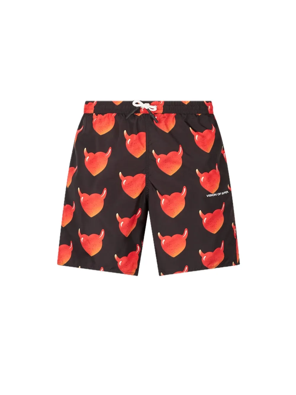 Swimwear With All Over Vos Hearts And White Logo - Black