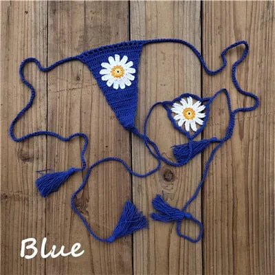 Süße Sonnenblumen-Häkel-Micro-Tanga-Bikinihose