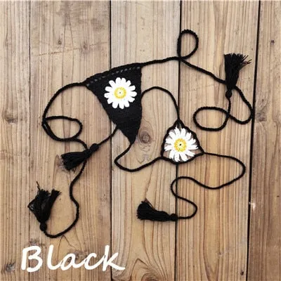 Süße Sonnenblumen-Häkel-Micro-Tanga-Bikinihose