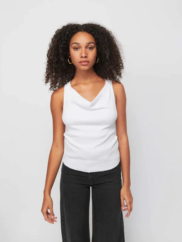 TARIN RACERBACK COWL TANK (WHITE) - NATION