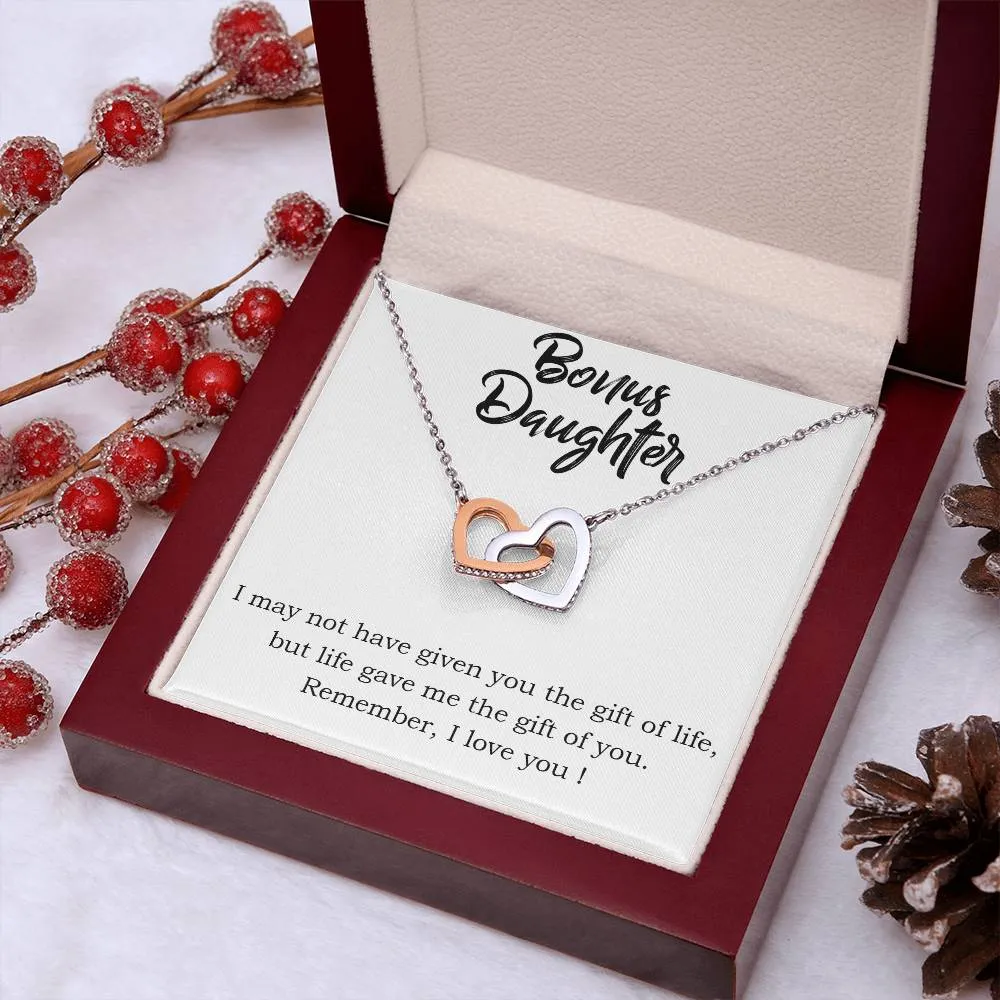 To My Bonus Daughter Necklace from Mom/Dad, Life Gave Me The Gift of You