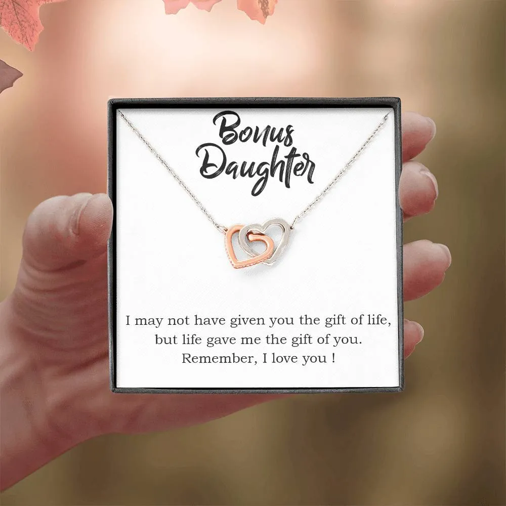 To My Bonus Daughter Necklace from Mom/Dad, Life Gave Me The Gift of You