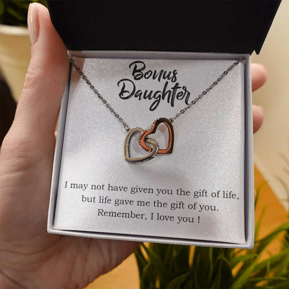 To My Bonus Daughter Necklace from Mom/Dad, Life Gave Me The Gift of You