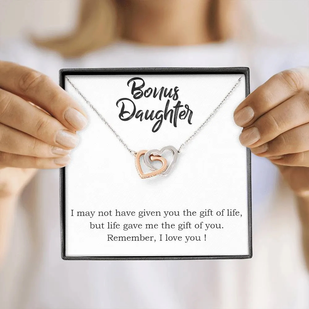 To My Bonus Daughter Necklace from Mom/Dad, Life Gave Me The Gift of You