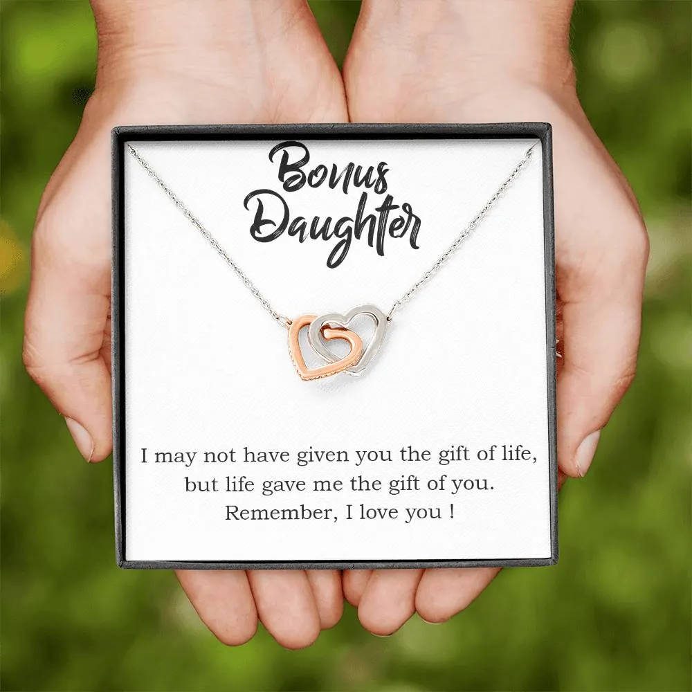 To My Bonus Daughter Necklace from Mom/Dad, Life Gave Me The Gift of You