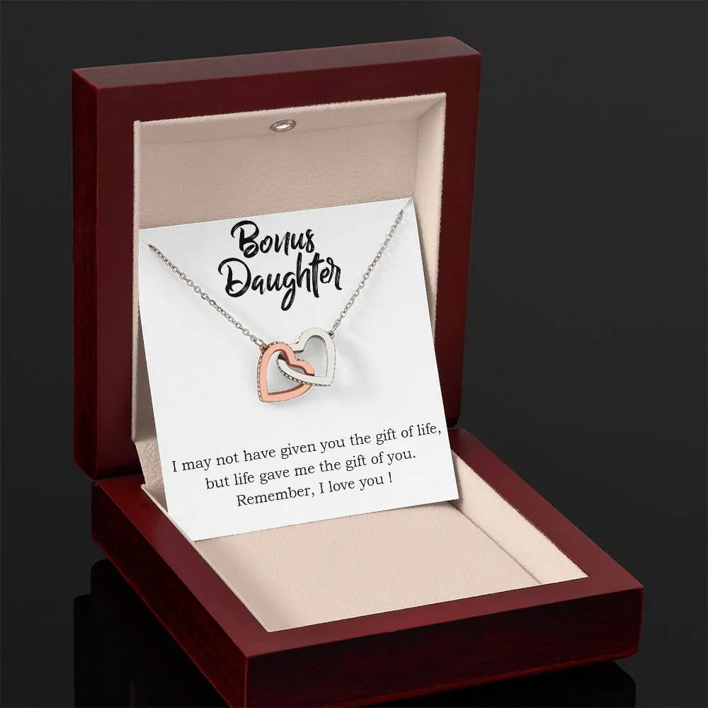 To My Bonus Daughter Necklace from Mom/Dad, Life Gave Me The Gift of You