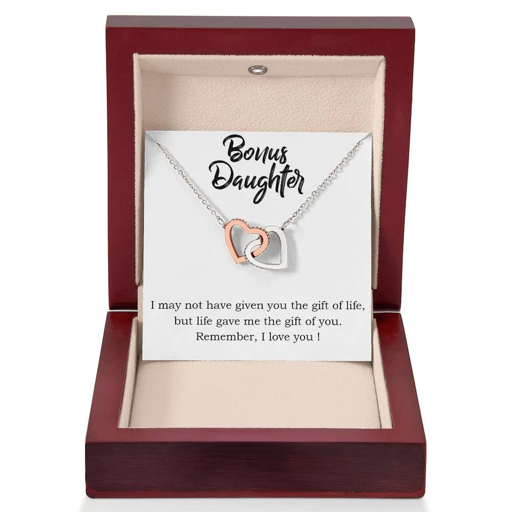 To My Bonus Daughter Necklace from Mom/Dad, Life Gave Me The Gift of You